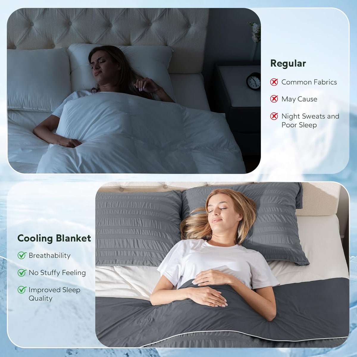 Cooling Blanket Double-Sided Nylon-Spandex & Seersucker