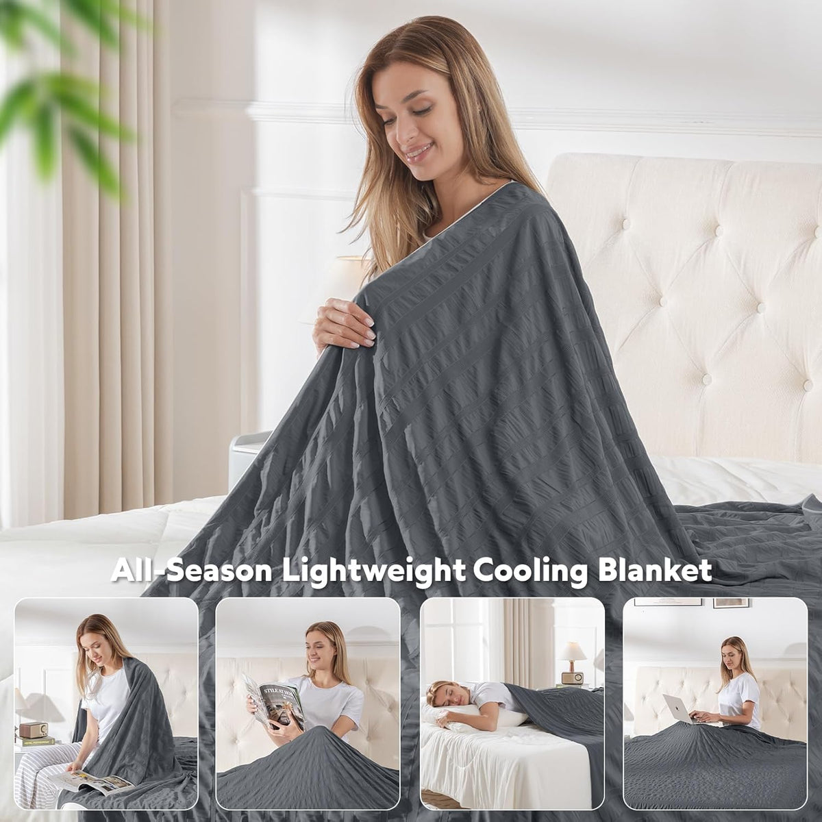 Cooling Blanket Double-Sided Nylon-Spandex & Seersucker