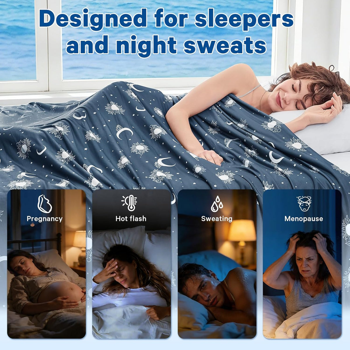 Cooling Blanket Dual-Sided Arc-Chill Fabric Machine Washable