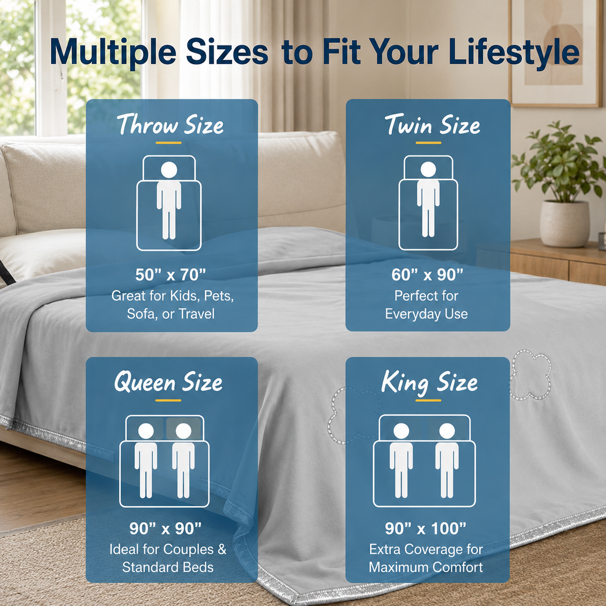 Cooling Blanket Heat-Absorbing Lightweight & Reversible