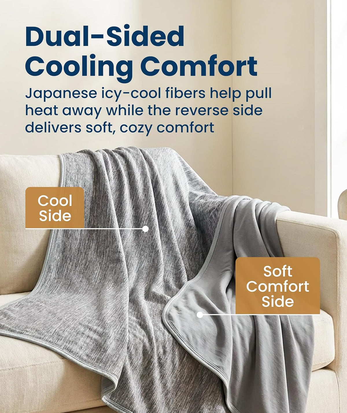 Cooling Blanket Icy Cool Fibers Lightweight Machine Washable