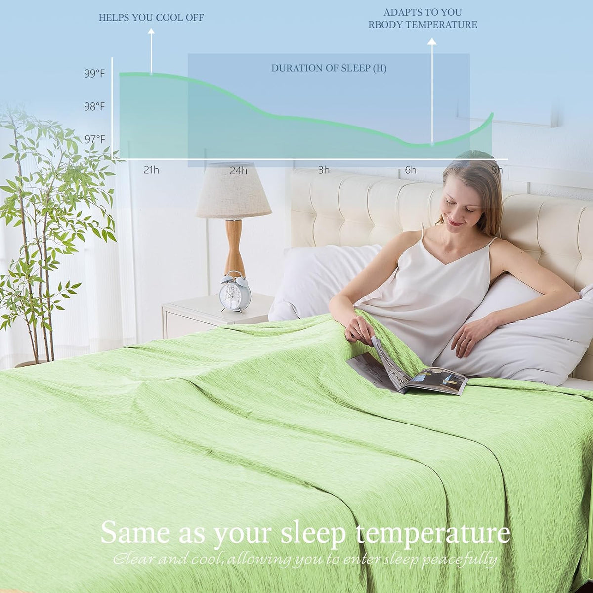 Cooling Blanket Lightweight Breathable Cool Fiber Machine Washable