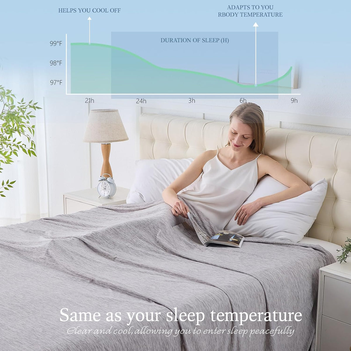 Cooling Blanket Lightweight Breathable Cool Fiber Machine Washable