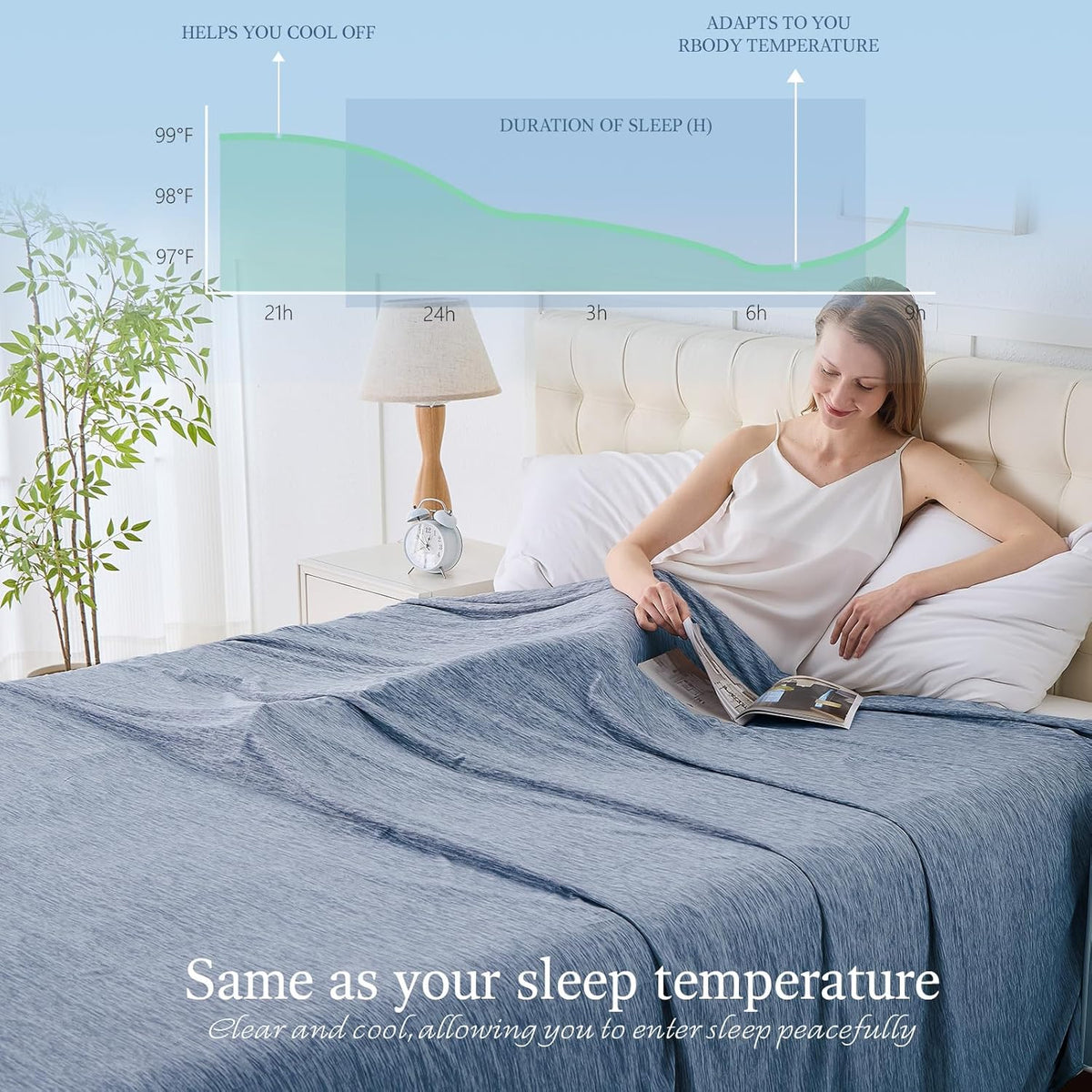 Cooling Blanket Lightweight Breathable Cool Fiber Machine Washable