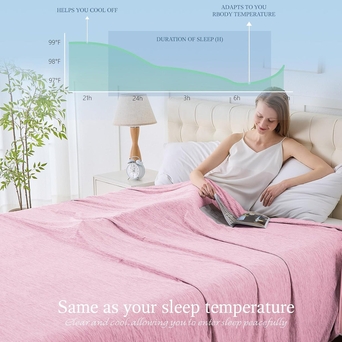 Cooling Blanket Lightweight Breathable Cool Fiber Machine Washable