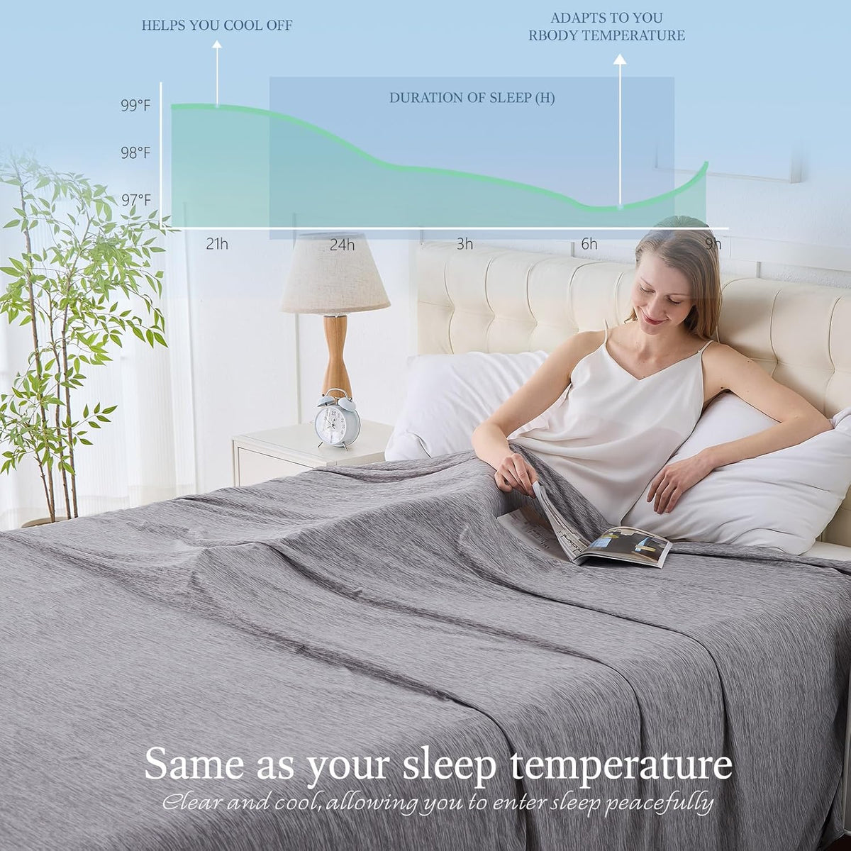 Cooling Blanket Lightweight Breathable Cool Fiber Machine Washable