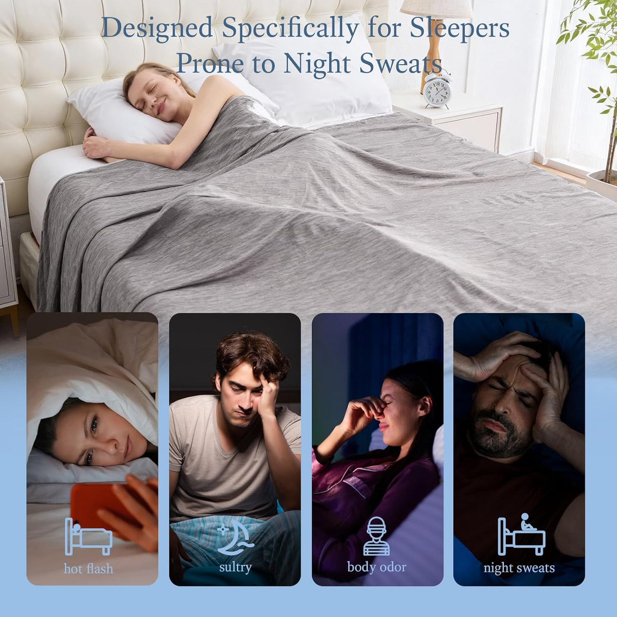 Cooling Blanket Lightweight Breathable Cool Fiber Machine Washable