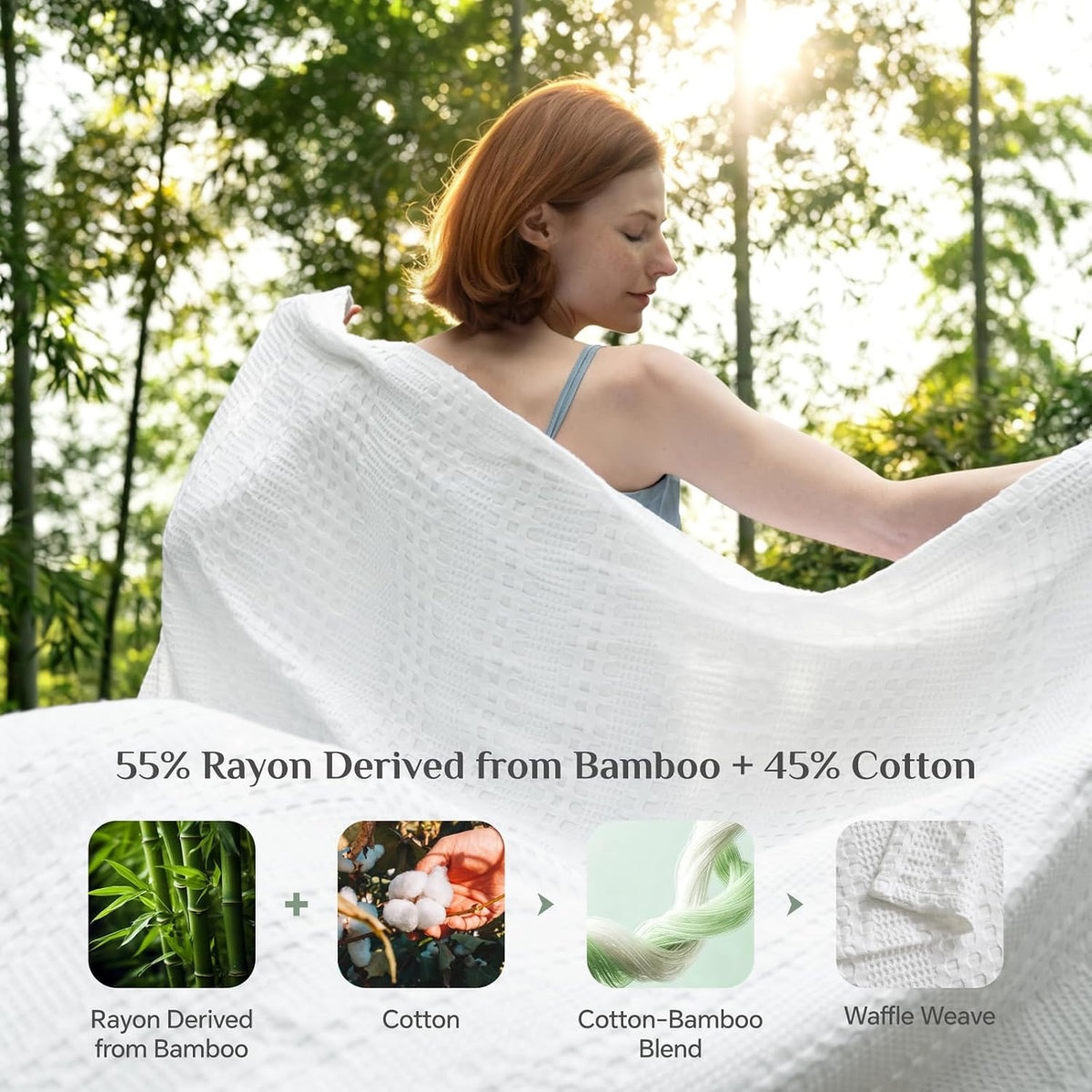 Cooling Blanket Lightweight Breathable Cotton & Bamboo
