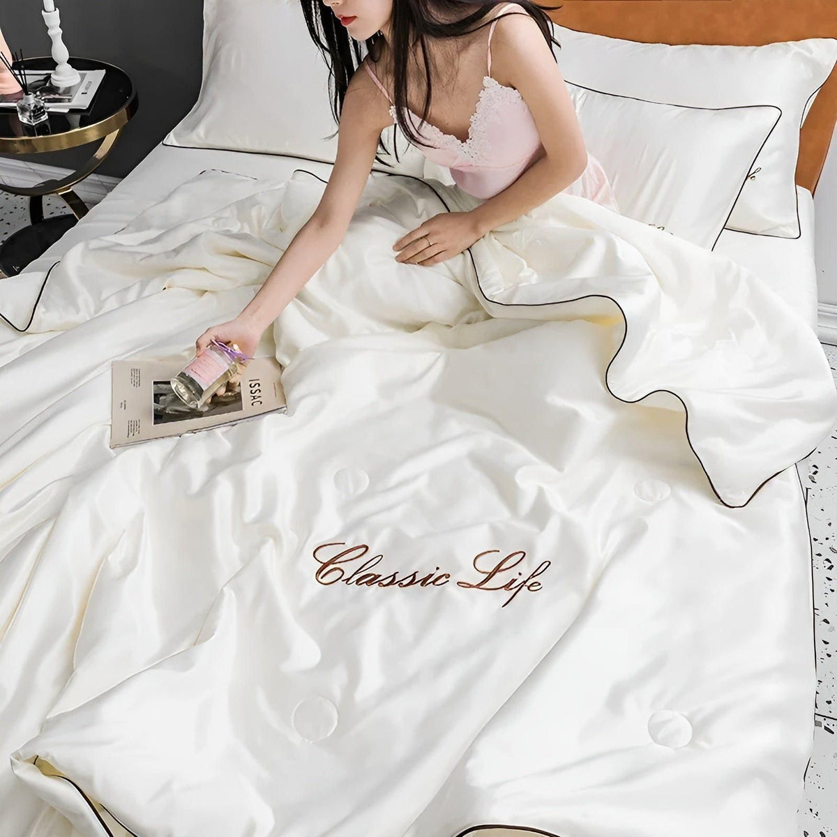 Cooling Blanket Lightweight & Breathable Embroidered Design