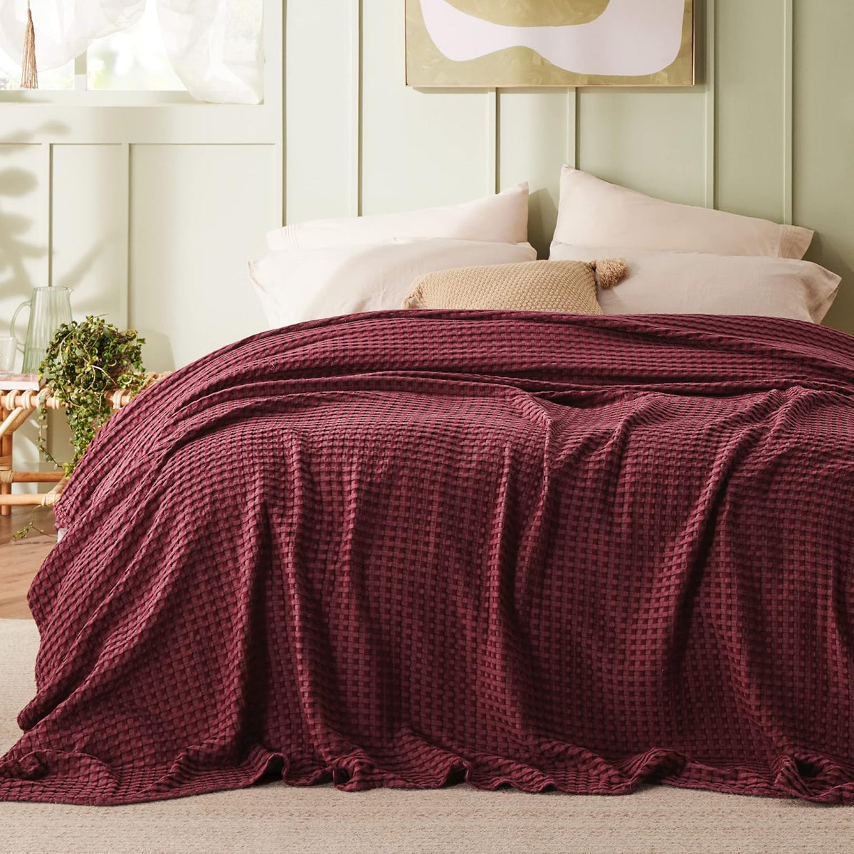 Cooling Blanket Waffle Weave 50/50 Cotton & Bamboo Rayon