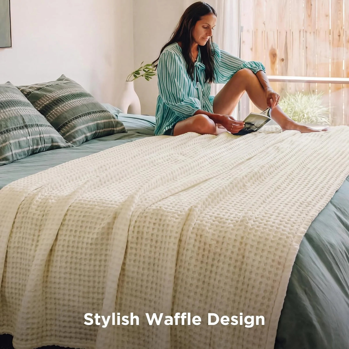 Cooling Blanket Waffle Weave 50/50 Cotton & Bamboo Rayon