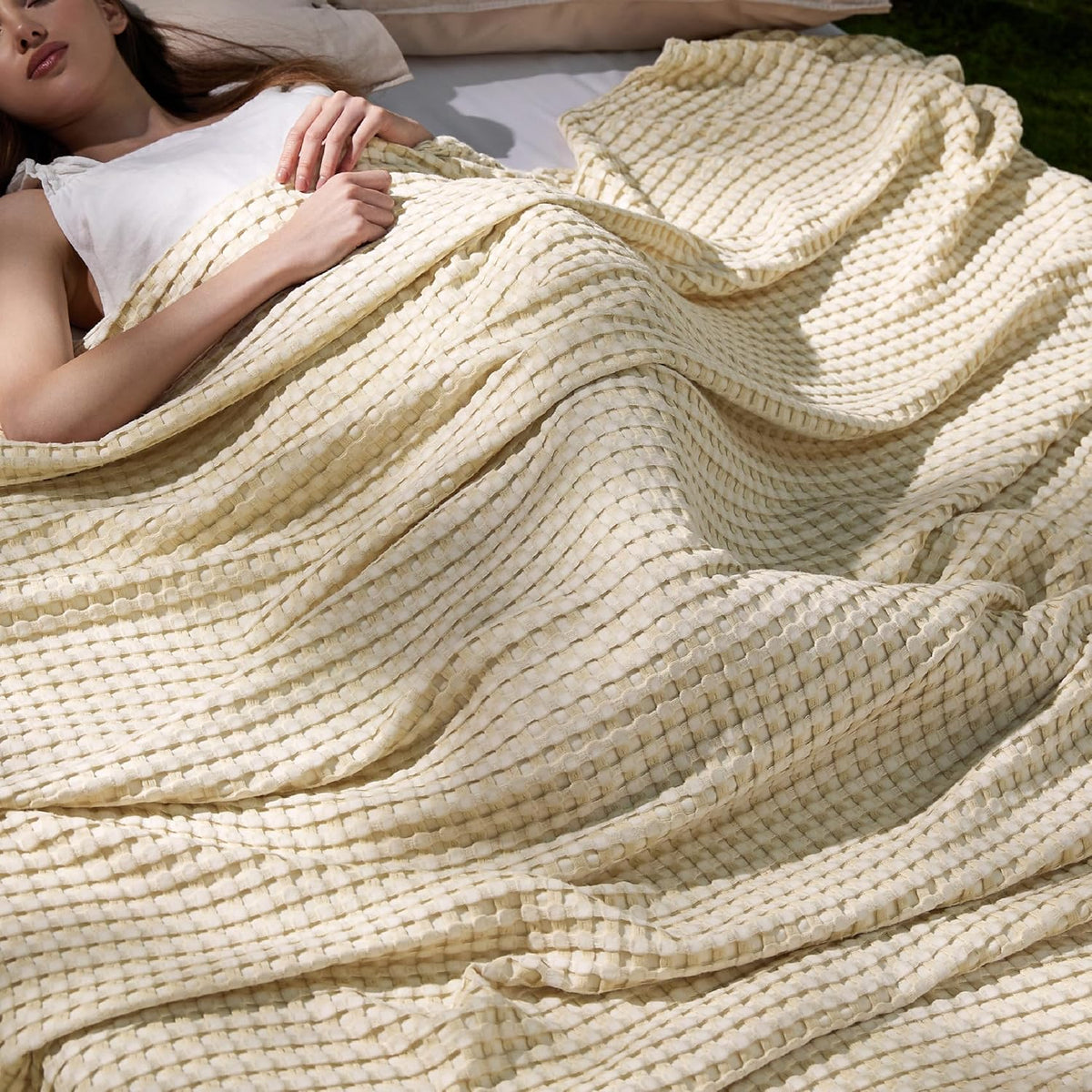 Cooling Blanket Waffle Weave 50/50 Cotton & Bamboo Rayon
