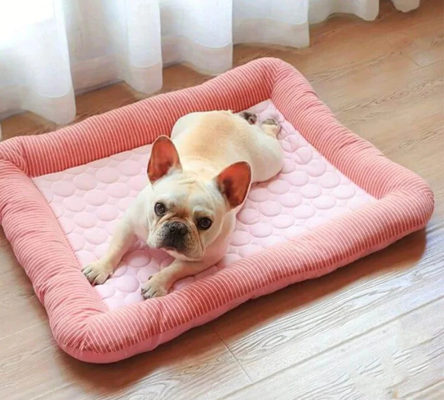 Cooling Pet Bed Breathable Ice Silk Non-Slip Base Machine Washable