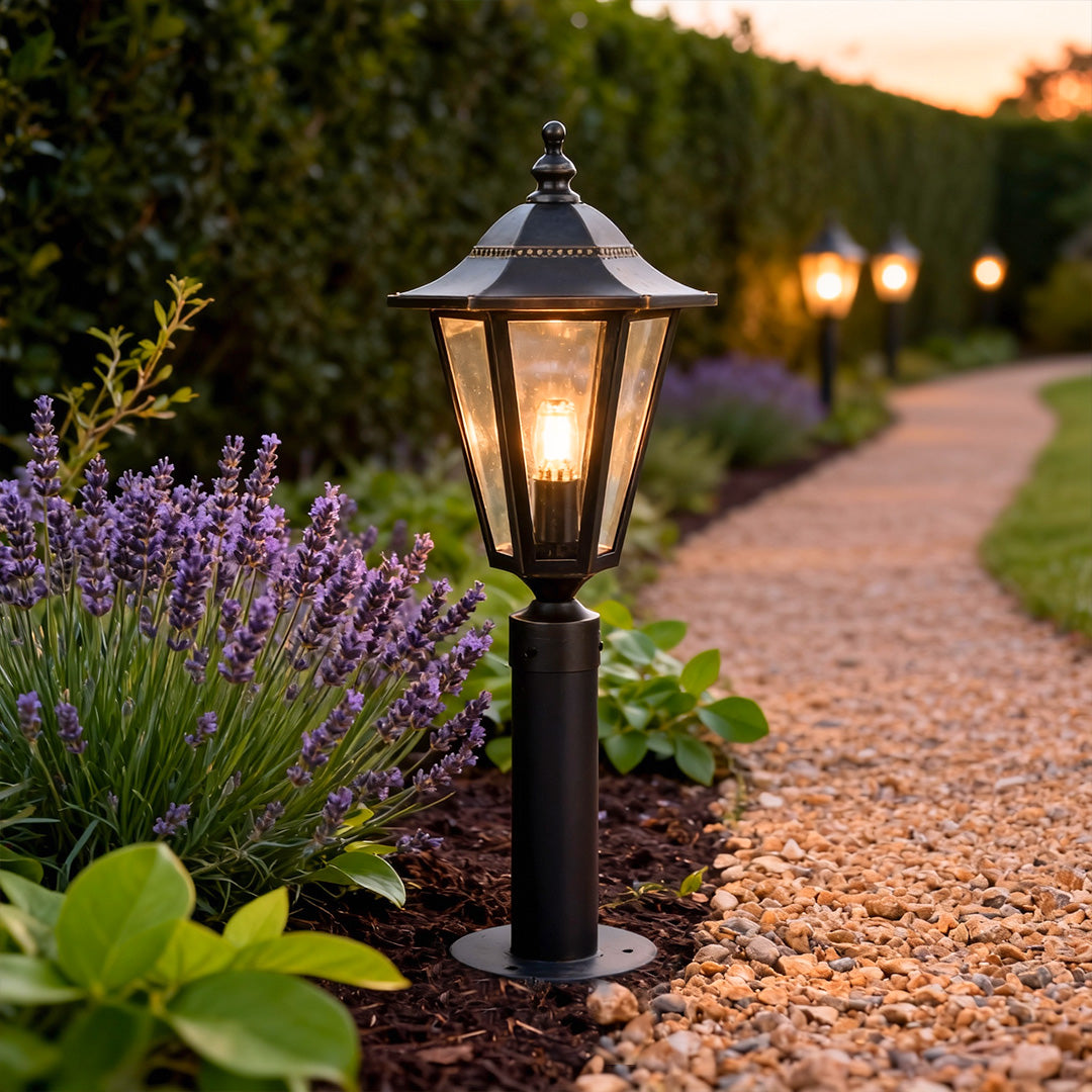 Copper Lantern-Style Weather-Resistant Path Light (28 Inch)