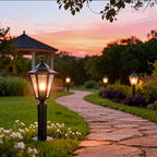 Copper Lantern-Style Weather-Resistant Path Light (28 Inch)