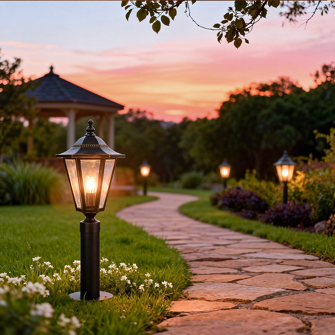 Copper Lantern-Style Weather-Resistant Path Light (28 Inch)