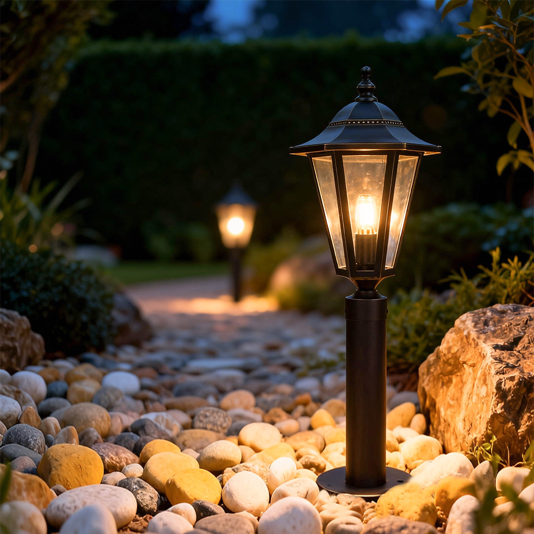 Copper Lantern-Style Weather-Resistant Path Light (28 Inch)