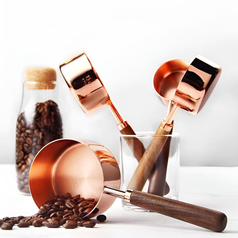 Copper-Plated Stainless Steel Engraved Walnut-Handle Measuring Set (8-Piece)