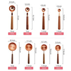 Copper-Plated Stainless Steel Engraved Walnut-Handle Measuring Set (8-Piece)