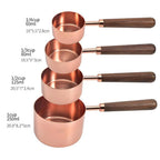 Copper-Plated Stainless Steel Engraved Walnut-Handle Measuring Set (8-Piece)