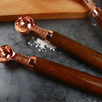 Copper-Plated Stainless Steel Engraved Walnut-Handle Measuring Set (8-Piece)