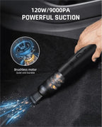 Cordless Car Vacuum 13000Pa Brushless Motor & Washable HEPA