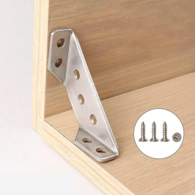 Corner Bracket Set Triangular Stainless Steel 10 Pieces