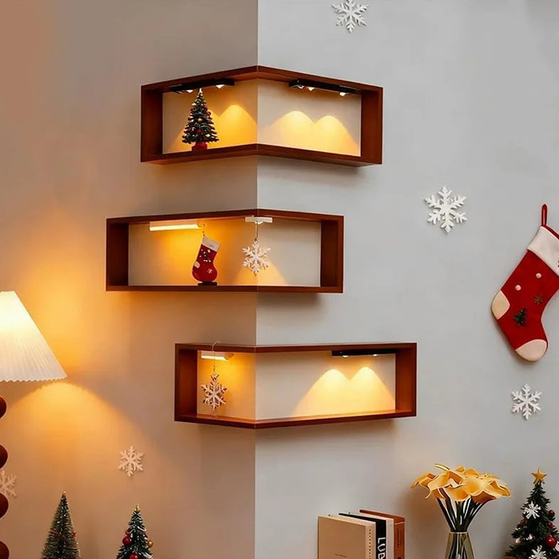Corner Shelf Solid Wood Three-Tier Wall-Mounted
