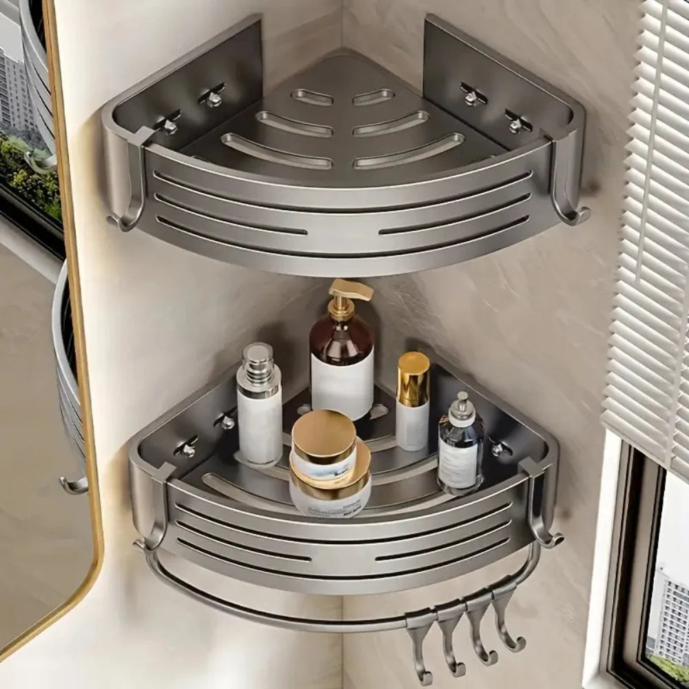 Corner Shower Organizer Rustproof Aluminum Self-Adhesive No-Drill
