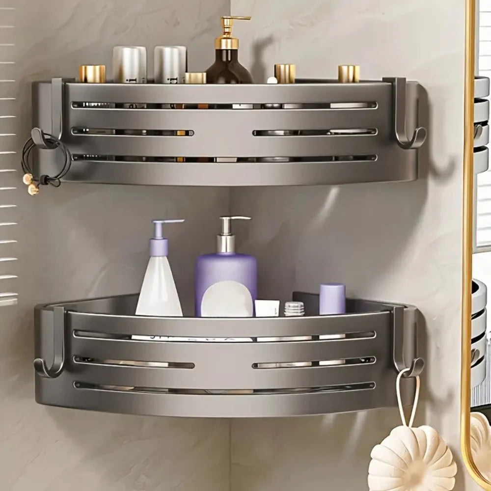 Corner Shower Organizer Rustproof Aluminum Self-Adhesive No-Drill