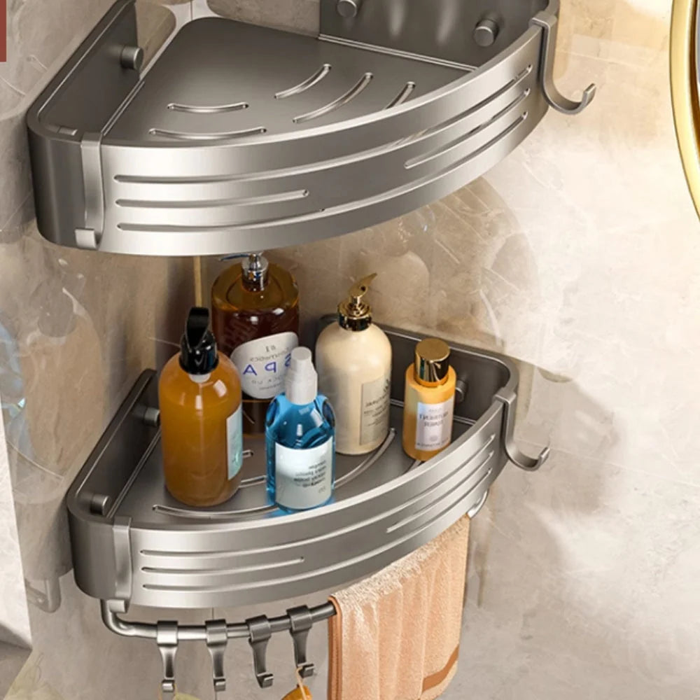 Corner Shower Organizer Rustproof Aluminum Self-Adhesive No-Drill