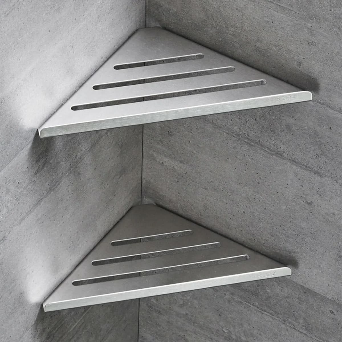 Corner Shower Shelf 304 Stainless Steel Drainage & Guardrail