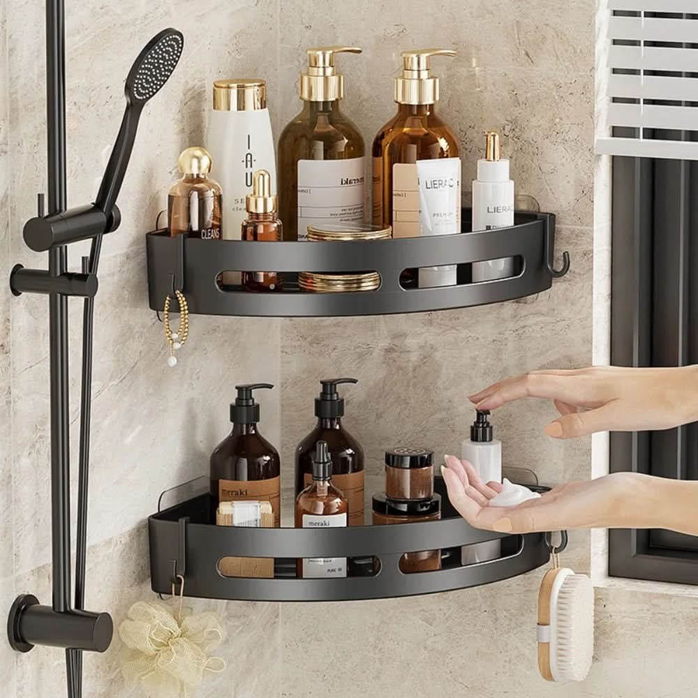 Corner Shower Shelf Drill-Free Adhesive Raised Edge