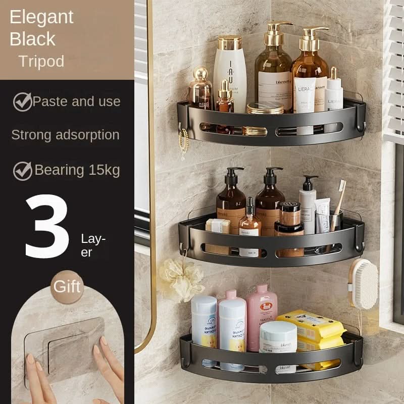 Corner Shower Shelf Drill-Free Adhesive Raised Edge