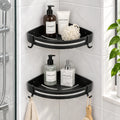 Corner Shower Shelf No-Drill Self-Adhesive Open Grid With Hooks