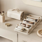 Cosmetic Bag Foldable PU Leather Wipeable Lining