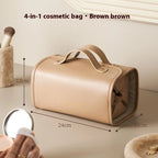 Cosmetic Bag Foldable PU Leather Wipeable Lining
