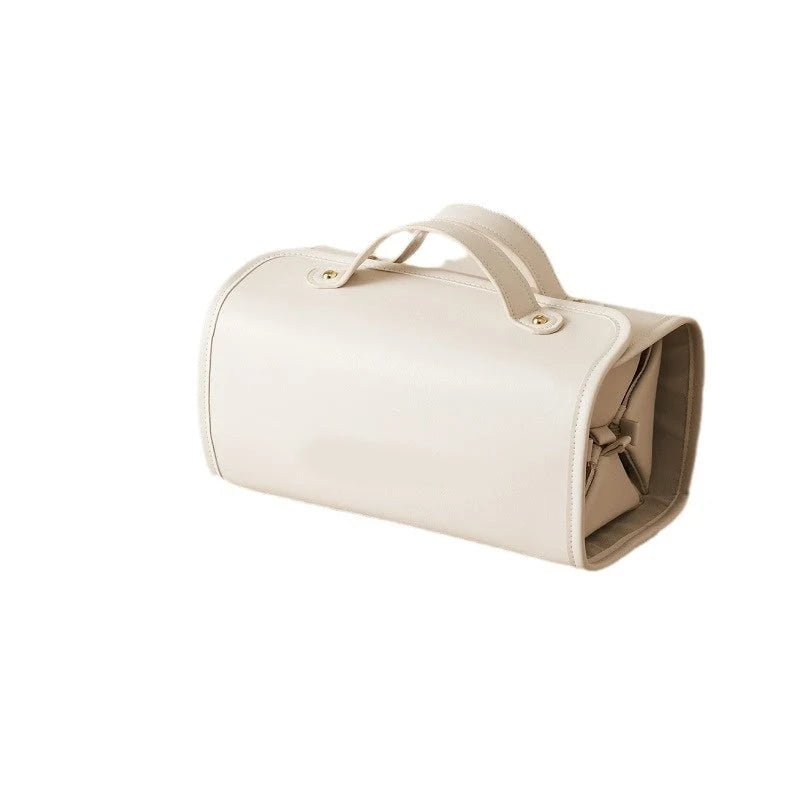 Cosmetic Bag Foldable PU Leather Wipeable Lining