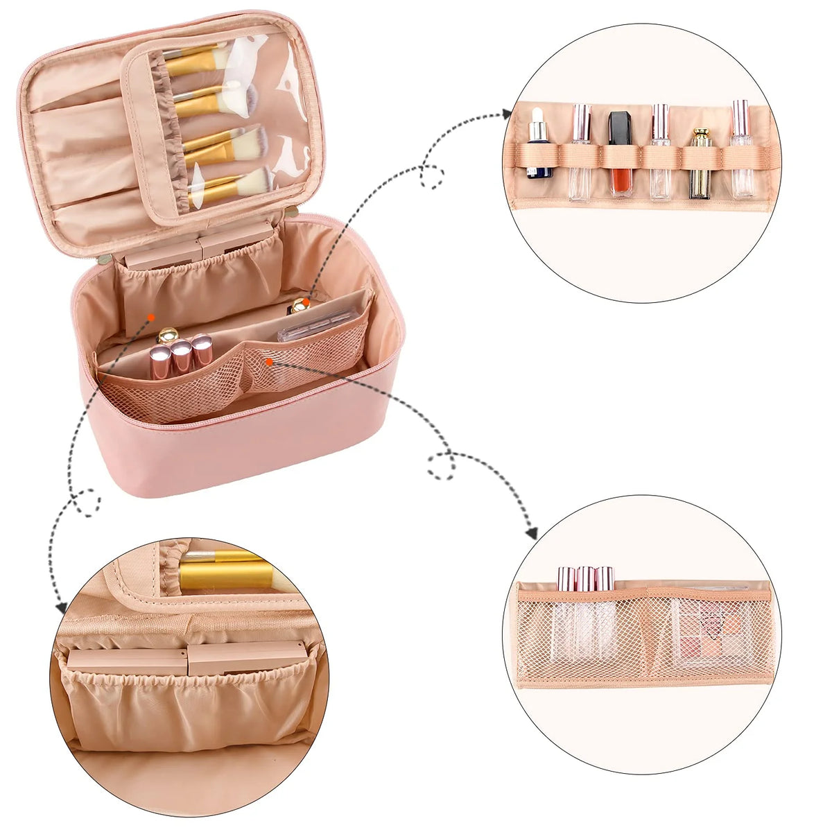 Cosmetics Organizer Adjustable Dividers & Sturdy Handle