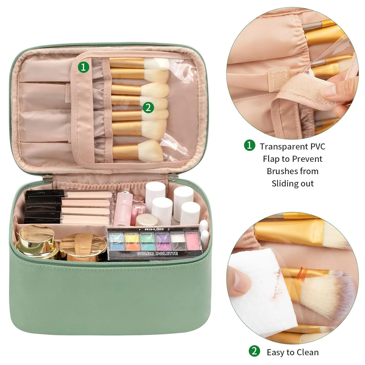 Cosmetics Organizer Adjustable Dividers & Sturdy Handle
