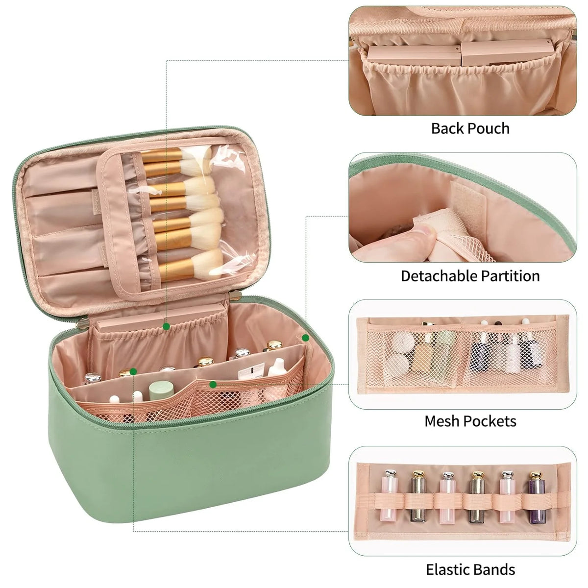 Cosmetics Organizer Adjustable Dividers & Sturdy Handle