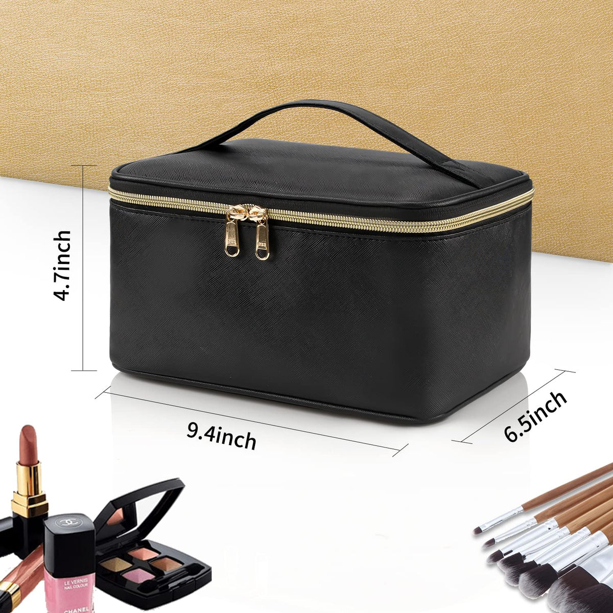Cosmetics Organizer Adjustable Dividers & Sturdy Handle