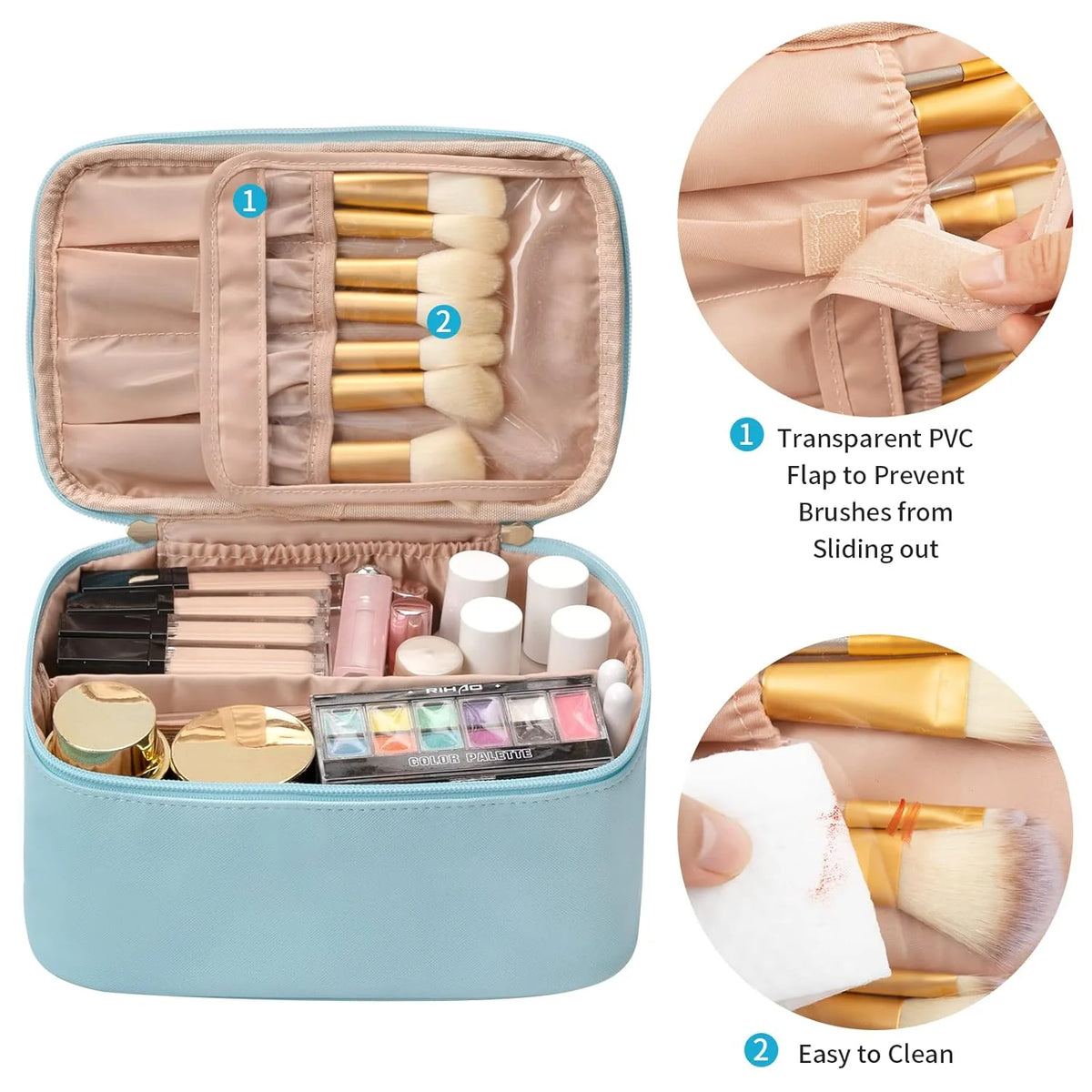 Cosmetics Organizer Adjustable Dividers & Sturdy Handle
