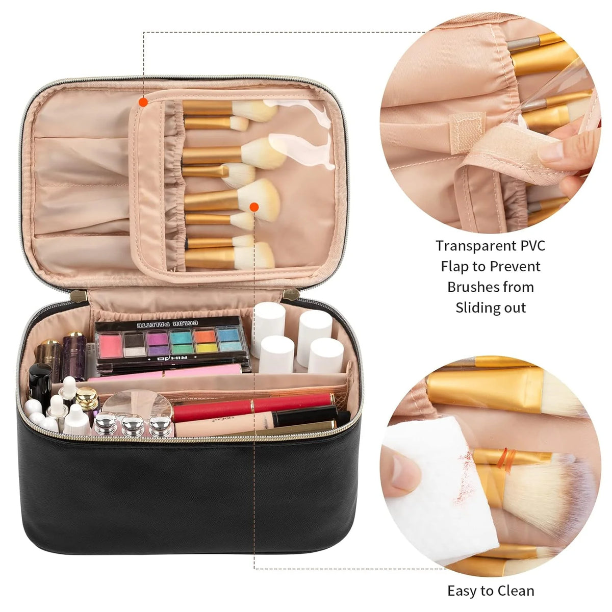 Cosmetics Organizer Adjustable Dividers & Sturdy Handle
