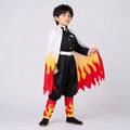 Cosplay Costume Flame-Print Cape Belt & Leg Wraps