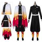 Cosplay Costume Flame-Print Cape Belt & Leg Wraps