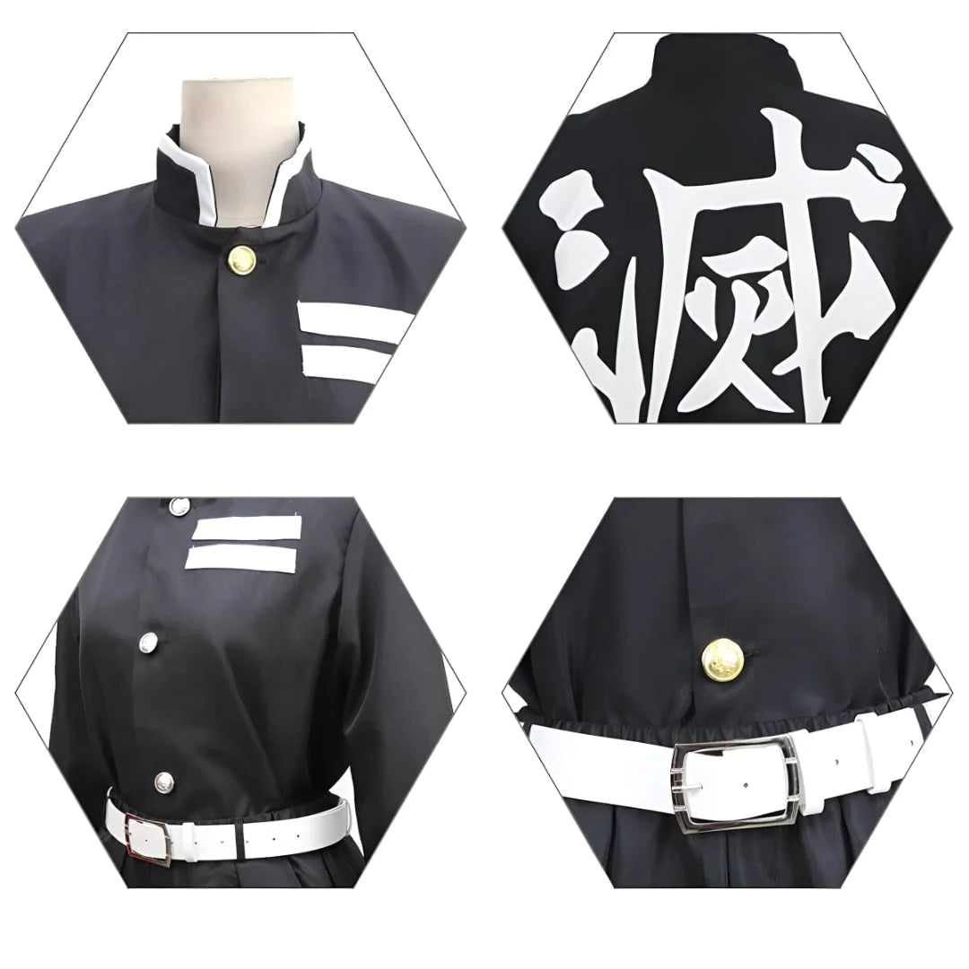 Cosplay Costume Flame-Print Cape Belt & Leg Wraps