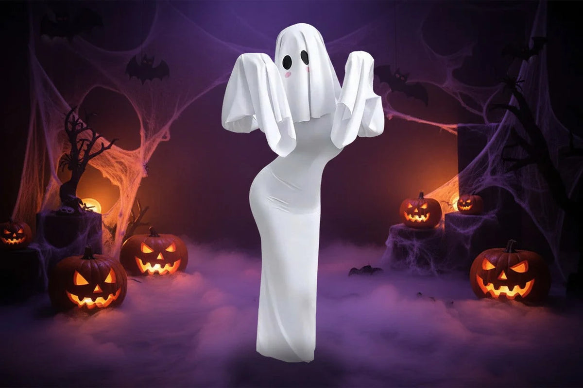 Cosplay Costume Ghost Bride Fitted Floor-Length Dress & Mask