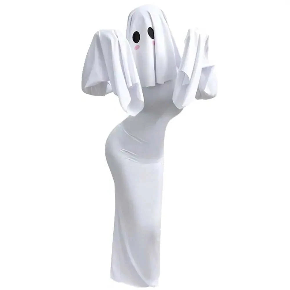 Cosplay Costume Ghost Bride Fitted Floor-Length Dress & Mask
