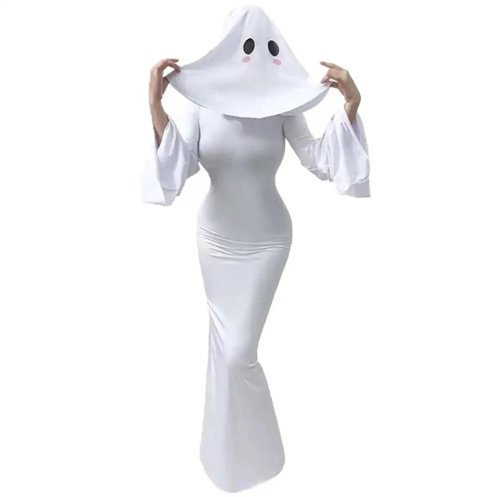 Cosplay Costume Ghost Bride Fitted Floor-Length Dress & Mask